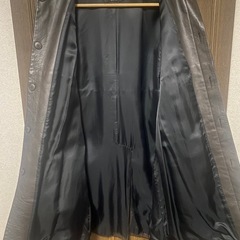 【Y00083】A.P.C（アーペーセー）レザーロングコート　1(S)　フランス製　牛革　古着　の画像