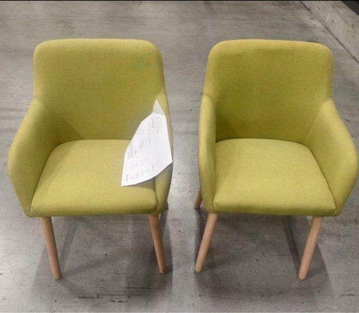 ダイニングチェア グリーン2脚セット 布張り北欧風デザインファブリック製