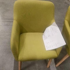 ダイニングチェア グリーン2脚セット 布張り北欧風デザインファブリック製の画像