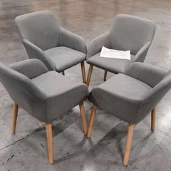 新品ダイニングチェア グレー2脚セット 布張り北欧風デザインファブリック製の画像