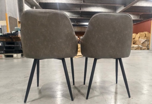 高級感レザーファブリックダイニングチェアグレー2脚セットスチール脚