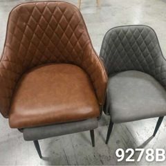 高級感レザーファブリックダイニングチェアブラウン4脚セットスチール脚北欧風おしゃれの画像