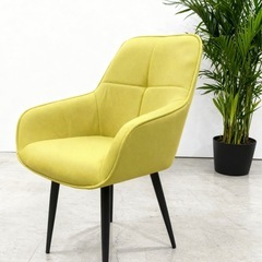 ダイニングチェア イエロー4脚セット 布張り北欧風デザインファブリック製9234GNの画像