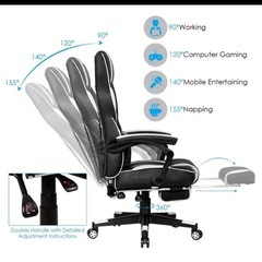 8086whbk回転式ゲーミング/オフィス/コンピューターチェア レッド レーシングシート 背もたれ/腕リクライニングスライド式フットレスの画像