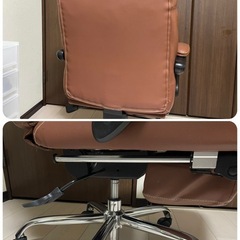 ニトリ　リクライニングワークチェア　ジズ　　デスクチェア　フットレスト　椅子　レザー　ブラウンの画像