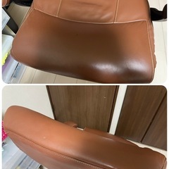 ニトリ　リクライニングワークチェア　ジズ　　デスクチェア　フットレスト　椅子　レザー　ブラウンの画像