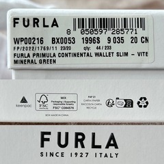 フルラFURLAPRIMULA CONTINENTAL WALLET SLIMロングウォレット フラップ式二つ折り長財布 二つ折り財布 折財布 さいふ サイフ小銭入れ有ミネラルグリーン緑色無地ロゴレザー牛革本革19.5×9箱レディース女性用定価22,000円の画像
