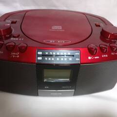 動作OK コイズミ SAD-4705/R CDラジオ AM/FM ワイドFM対応 大型液晶 レッドの画像