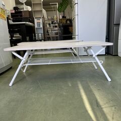 【リサイクルショップ ピカソ 小松原】🌈✨【ニトリ 折りたたみ＆棚付き‼️超万能ローテーブル】シェルフィ2 9045木目×ホワイト✨★3982★の画像