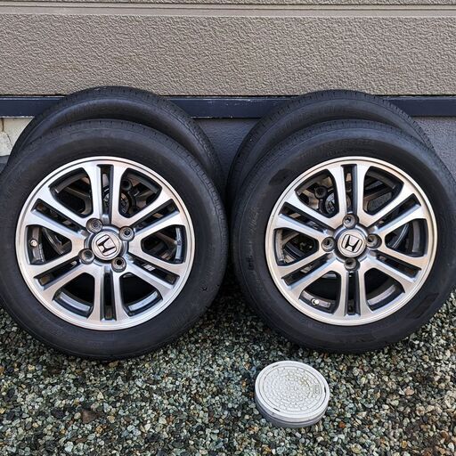 HONDA N-BOX純正アルミホイール 古タイヤ付き ホンダ純正 14インチ 4.5J 4H100 4本セット N-BOX、HONDA軽自動車全般に