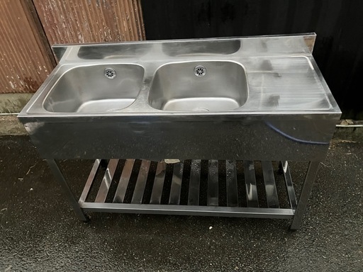 厨房/ステンレス流し台/2層シンク二層シンク/作業台/中古