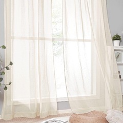 135×100 　リネン風　カーテン　レースカーテン　の画像