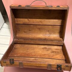 【レトロ木製 トランクケース】アンティーク風｜収納・ディスプレイ・撮影小物に◎の画像