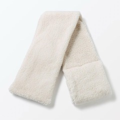 【無印良品】 再生ポリエステル ボア ポケッタブル マフラー アイボリーの画像