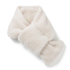 【無印良品】 再生ポリエステル ボア ポケッタブル マフラー アイボリーの画像