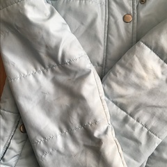 ファー付きフードの水色中綿コート140の画像