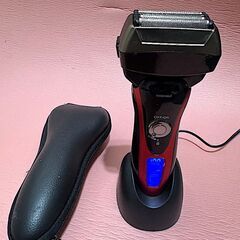 電動シェーバー】AZUMA GS-5566-RE フルセット｜リチウム電池式・洗浄可・充電台＆ケース付き！の画像