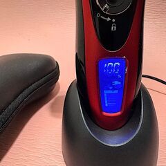 電動シェーバー】AZUMA GS-5566-RE フルセット｜リチウム電池式・洗浄可・充電台＆ケース付き！の画像