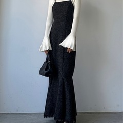 薄手ツイードハイウエストマーメイドキャミワンピースの画像