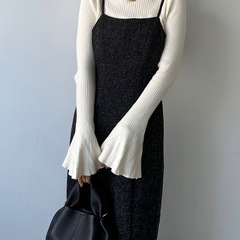 薄手ツイードハイウエストマーメイドキャミワンピースの画像