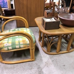 1人用ラタンチェアとテーブルのセット 縁側パーソナルスペースに❗️ 和小物と相性バツグン☺️の画像