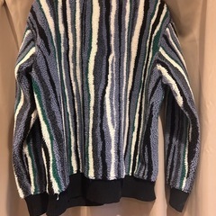 ZARA ザラ ZARAストライプ フェイクボアカーディガン メンズの画像