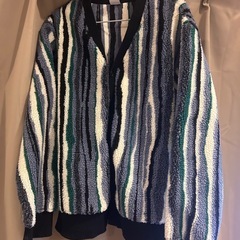 ZARA ザラ ZARAストライプ フェイクボアカーディガン メンズの画像