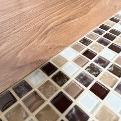 【極美品】マナベインテリアハーツ 80テーブル タイルⅡ（D）モダン 木製の画像