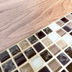 【極美品】マナベインテリアハーツ 80テーブル タイルⅡ（D）モダン 木製の画像