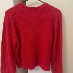 H&M 赤 リブ編み 長袖セーターの画像