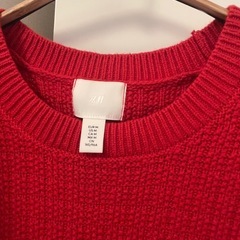 H&M 赤 リブ編み 長袖セーターの画像