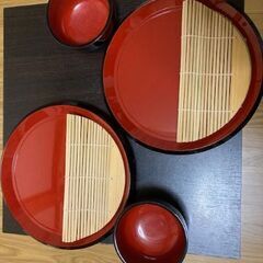 ざるそば用の皿とお椀のセットｘ２の画像