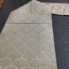 正絹 名古屋帯 九寸 銀箔に鱗模様の画像