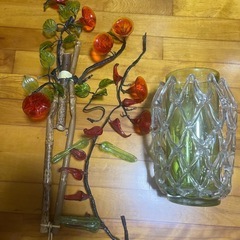 琉球ガラスあさがお付き花瓶セットの画像