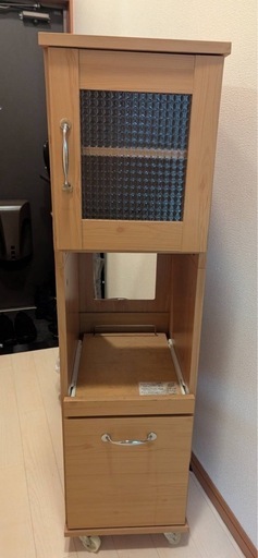 JKプラン スリム キッチンラック 食器棚 隙間タイプ レンジ台 レンジラック FLL-0067-NA, ナチュラル 32.5×44.5×120cm