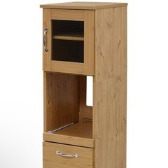 JKプラン スリム キッチンラック 食器棚 隙間タイプ レンジ台 レンジラック FLL-0067-NA, ナチュラル 32.5×44.5×120cmの画像