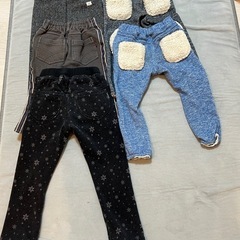 ❤️無料❤️女の子80-110cm冬ズボン5枚セット　あったか裏起毛ポケット付きの画像