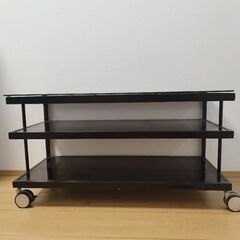 ガラステーブル（キャスター付）3段収納の画像