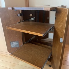 カリモク　木製4段サイドキャビネット　棚付き ブラウン サイドテーブルの画像