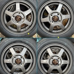 ⑥155.65.13 新品タイヤ4本と中古美品ホイールとナット付きの画像