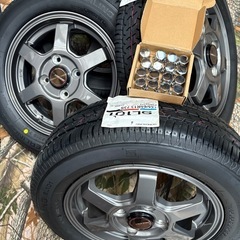 ⑥155.65.13 新品タイヤ4本と中古美品ホイールとナット付きの画像