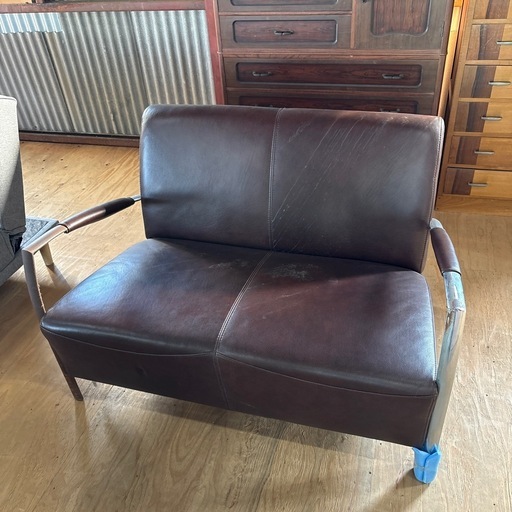 本革ソファ  2人掛け  ダークブラウン