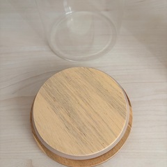 IKEA イケア ふた付き容器 クリアガラス/竹の画像