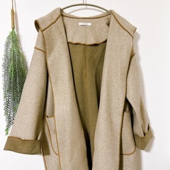 定価1.4万ドゥアルシーヴ DOUX ARCHIVES フード付きパイピングガウンコート 羽織 コートの画像