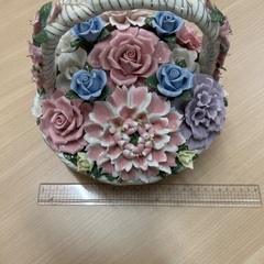 大型　陶器　花籠　バスケット　豪華　素敵　おしゃれ　インテリア　オブジェ　大きめの画像