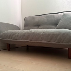 　日本製　2人掛けソファ　コンパクトカウチソファ　布張りタイプの画像