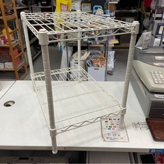 2段　スチールラック　メタルラック　便利　収納　棚　ホワイト　W550×D340×H490　ポール径19㎜　中古　④の画像