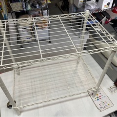 2段　スチールラック　メタルラック　便利　収納　棚　ホワイト　W550×D340×H490　ポール径19㎜　中古　④の画像