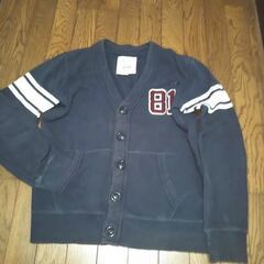 Purple & Yellow ボタン式カーディガン M ネイビーの画像