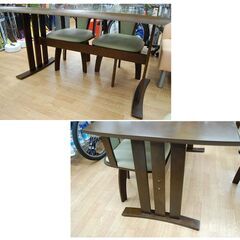 ①4人掛け ダイニングセット 幅135.5×奥行80×高さ71.5cm ダークブラウン テーブル×1 チェア×4 回転チェア 札幌市 清田区 平岡の画像